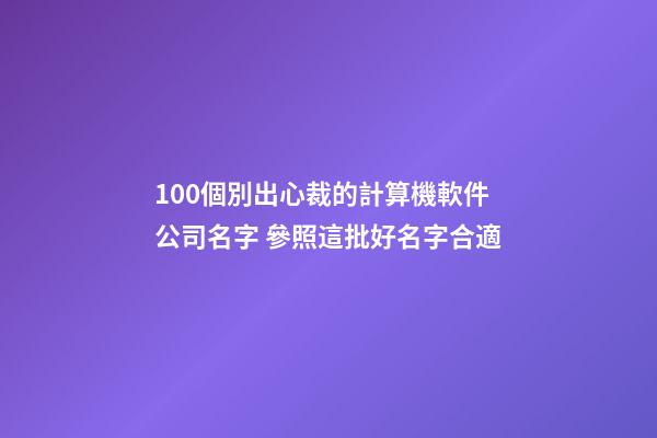 100個別出心裁的計算機軟件公司名字 參照這批好名字合適